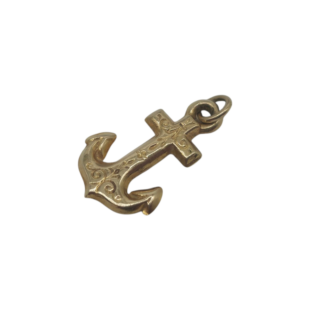 9ct 375 Yellow Gold Anchor Charm 1965 L 1.1 cm 0.3 g.