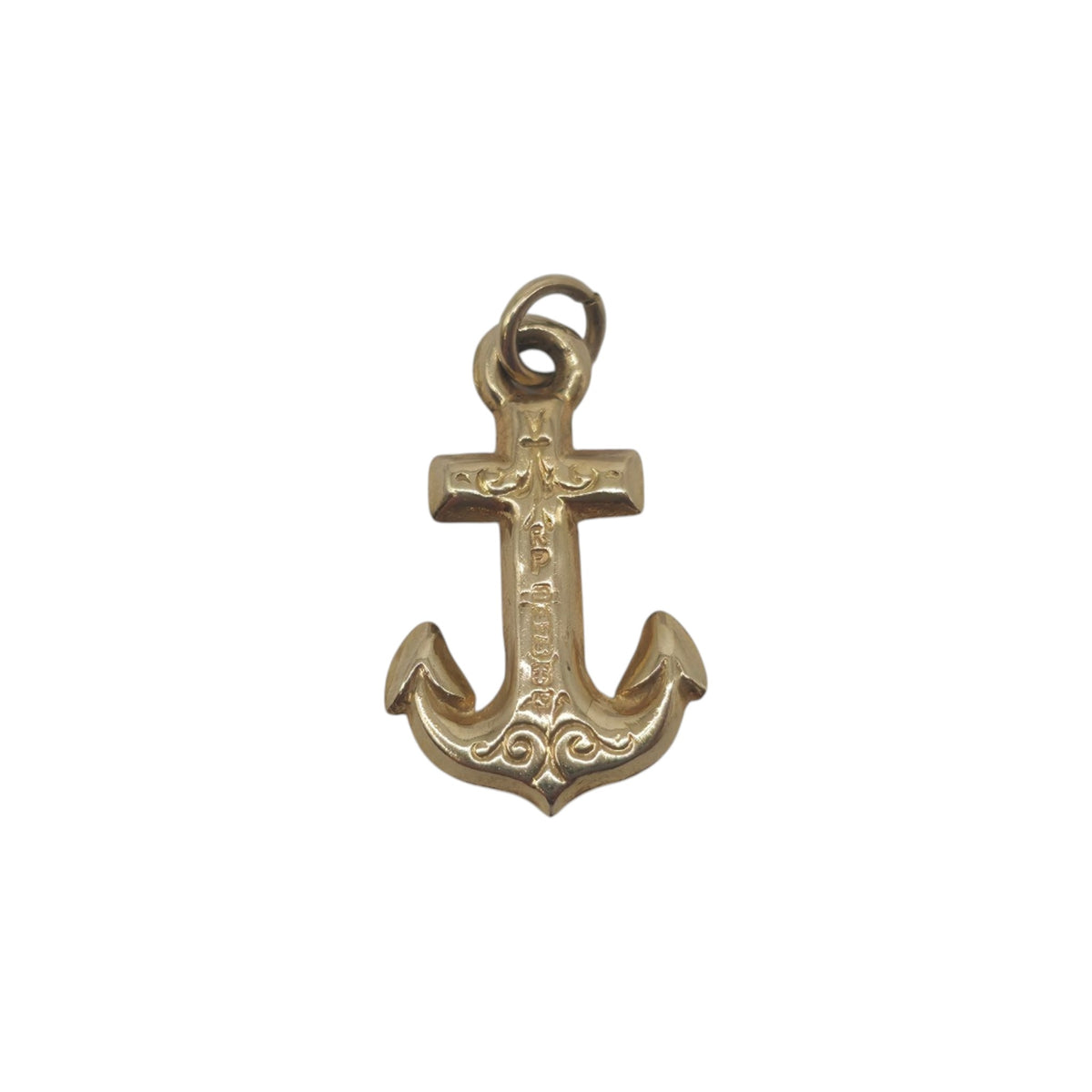 9ct 375 Yellow Gold Anchor Charm 1965 L 1.1 cm 0.3 g.
