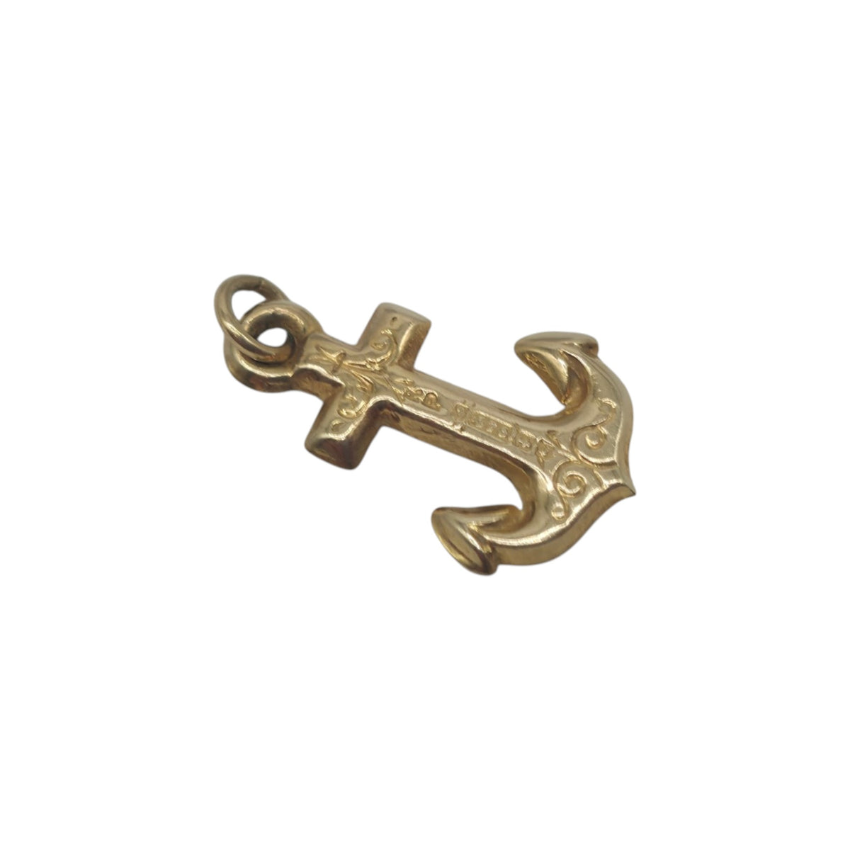 9ct 375 Yellow Gold Anchor Charm 1965 L 1.1 cm 0.3 g.