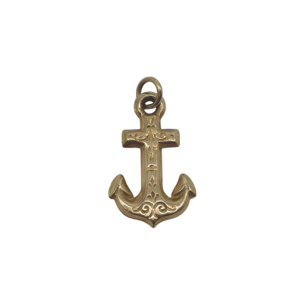 9ct 375 Yellow Gold Anchor Charm 1965 L 1.1 cm 0.3 g.