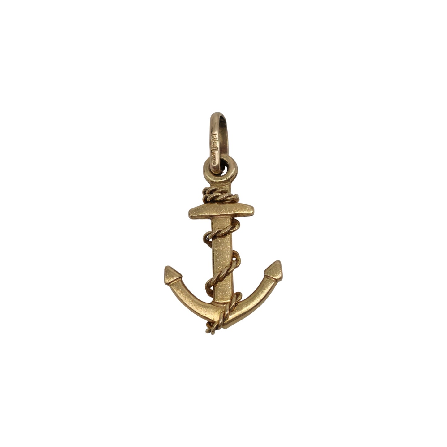 9ct 375 Yellow Gold Anchor Pendant 1979 L 2.7 cm 3.4 g.