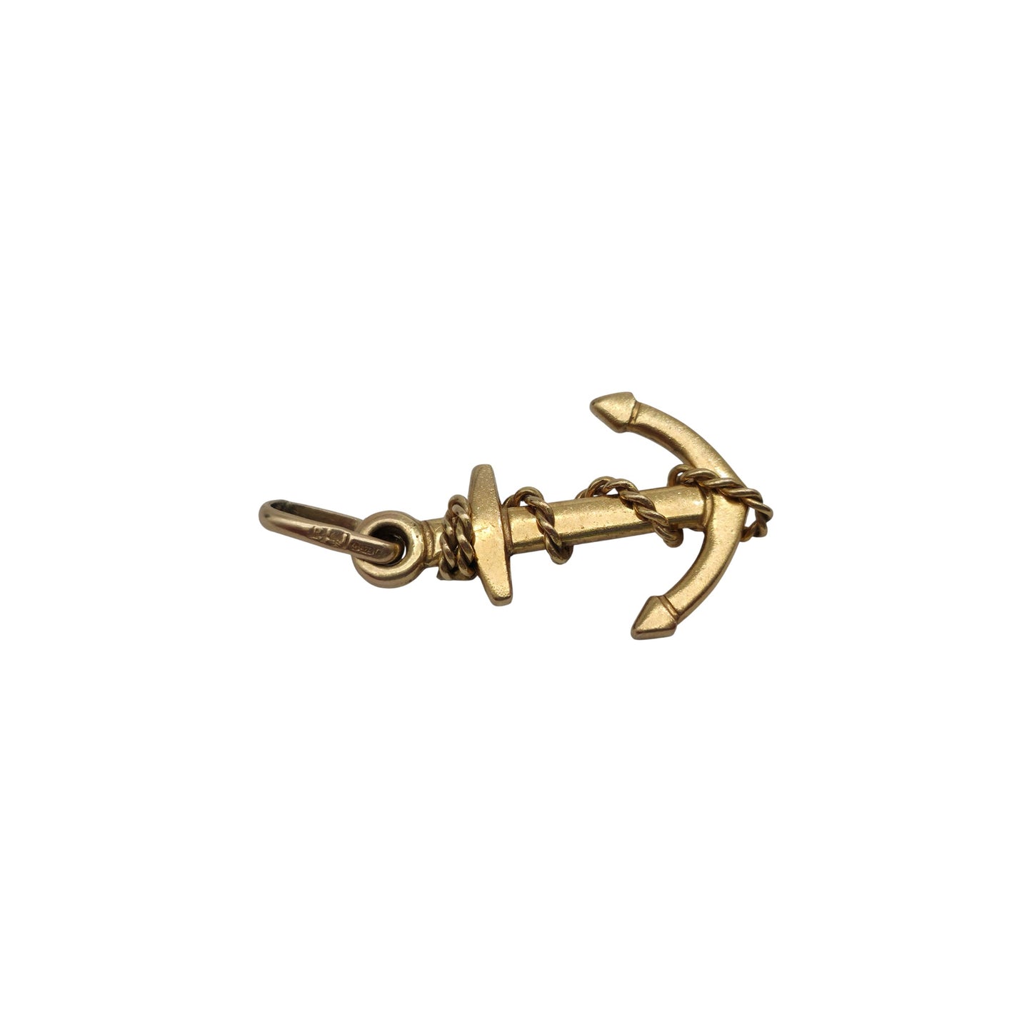 9ct 375 Yellow Gold Anchor Pendant 1979 L 2.7 cm 3.4 g.