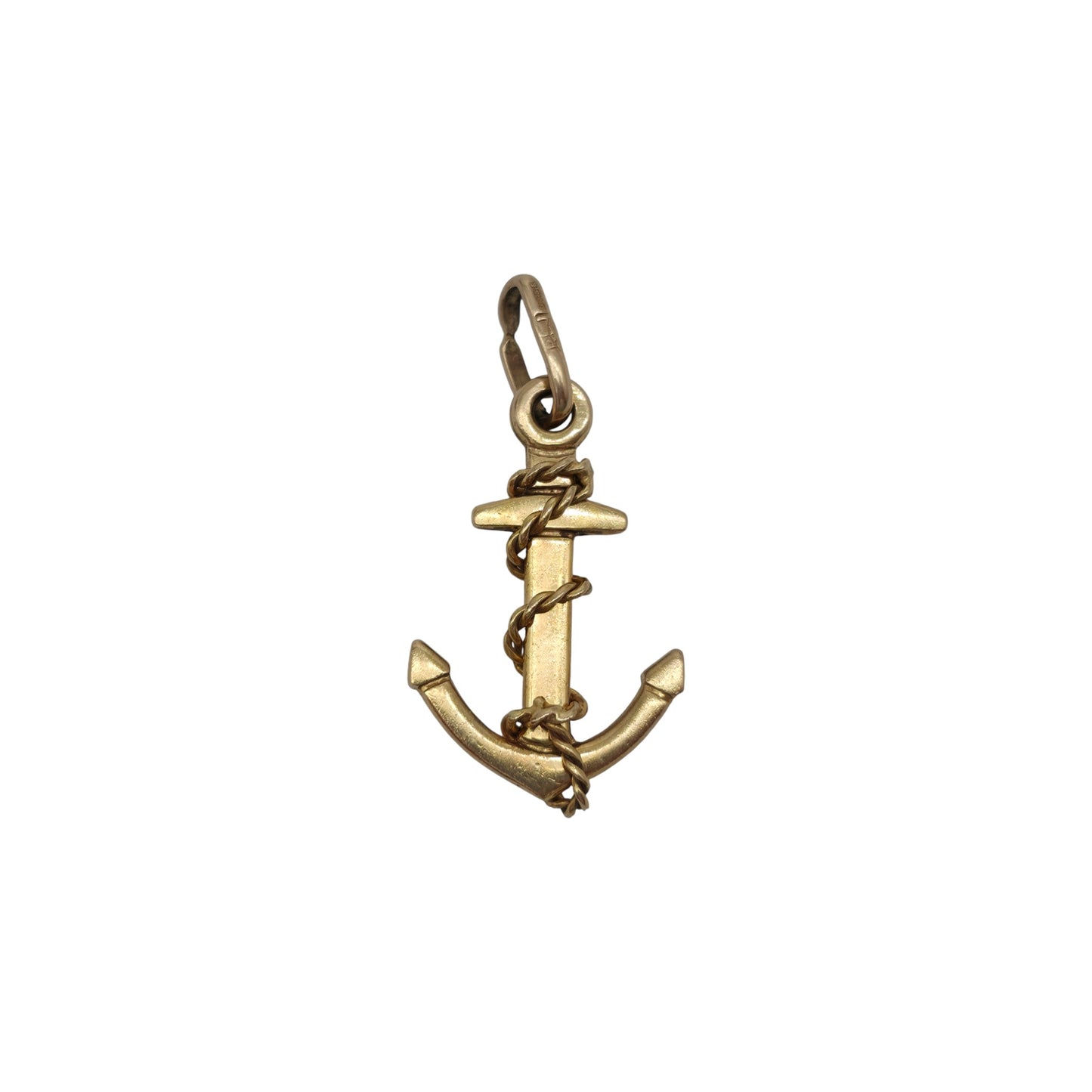 9ct 375 Yellow Gold Anchor Pendant 1979 L 2.7 cm 3.4 g.