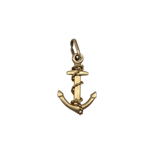 9ct 375 Yellow Gold Anchor Pendant 1979 L 2.7 cm 3.4 g.