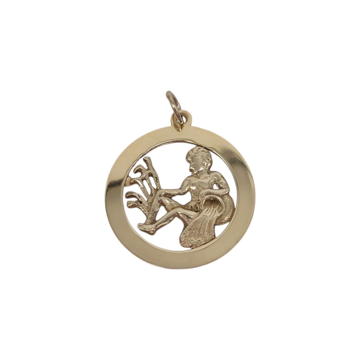 9ct 375 Yellow Gold Aquarius Charm Pendant c.1960's L 2.4 cm 2.4 g.
