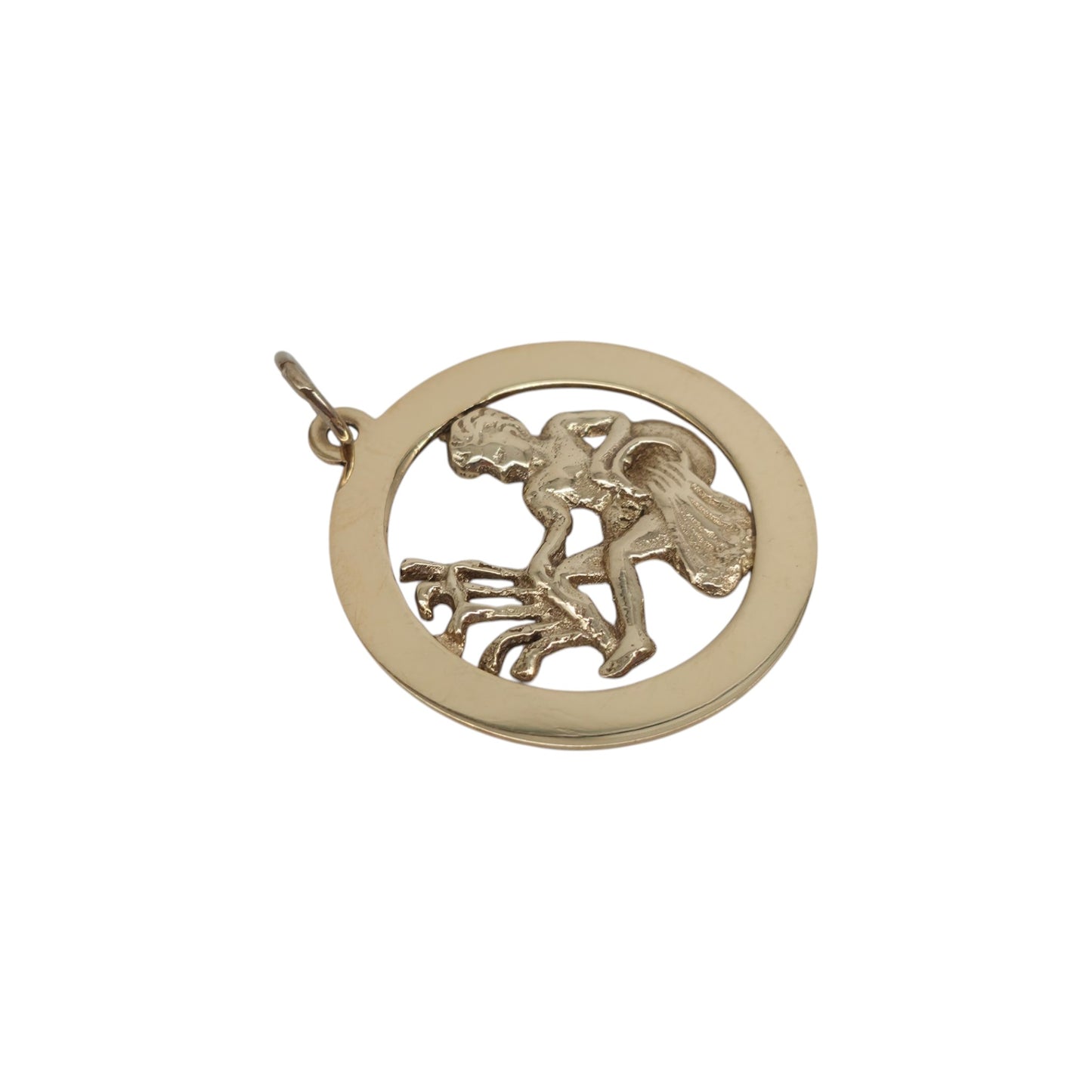 9ct 375 Yellow Gold Aquarius Charm Pendant c.1960's L 2.4 cm 2.4 g.