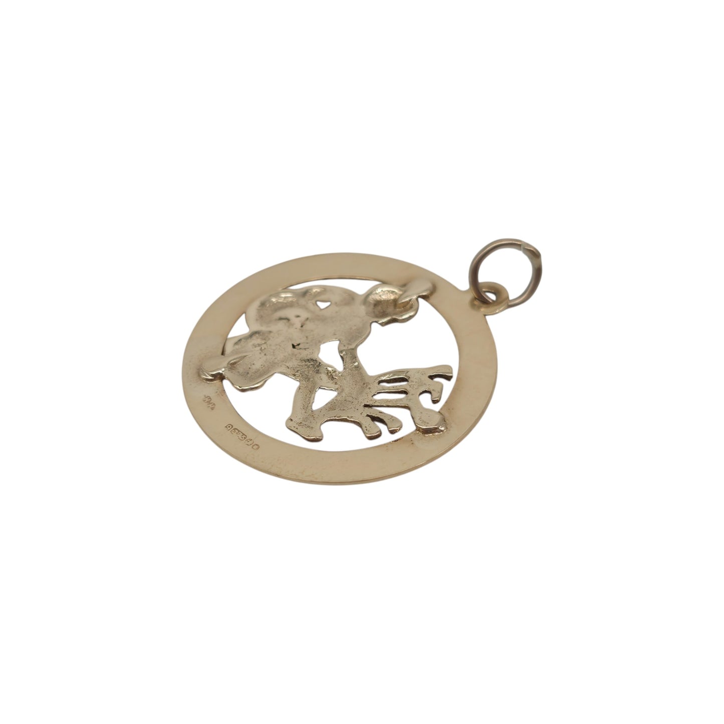 9ct 375 Yellow Gold Aquarius Charm Pendant c.1960's L 2.4 cm 2.4 g.