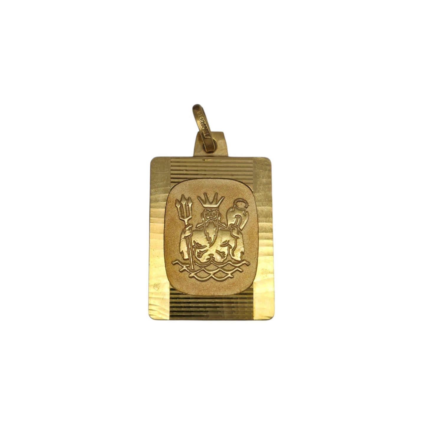 9ct 375 Yellow Gold Aquarius Pendant 1981 L 1.9 cm 1.4 g.