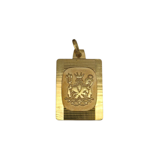9ct 375 Yellow Gold Aquarius Pendant 1981 L 1.9 cm 1.4 g.