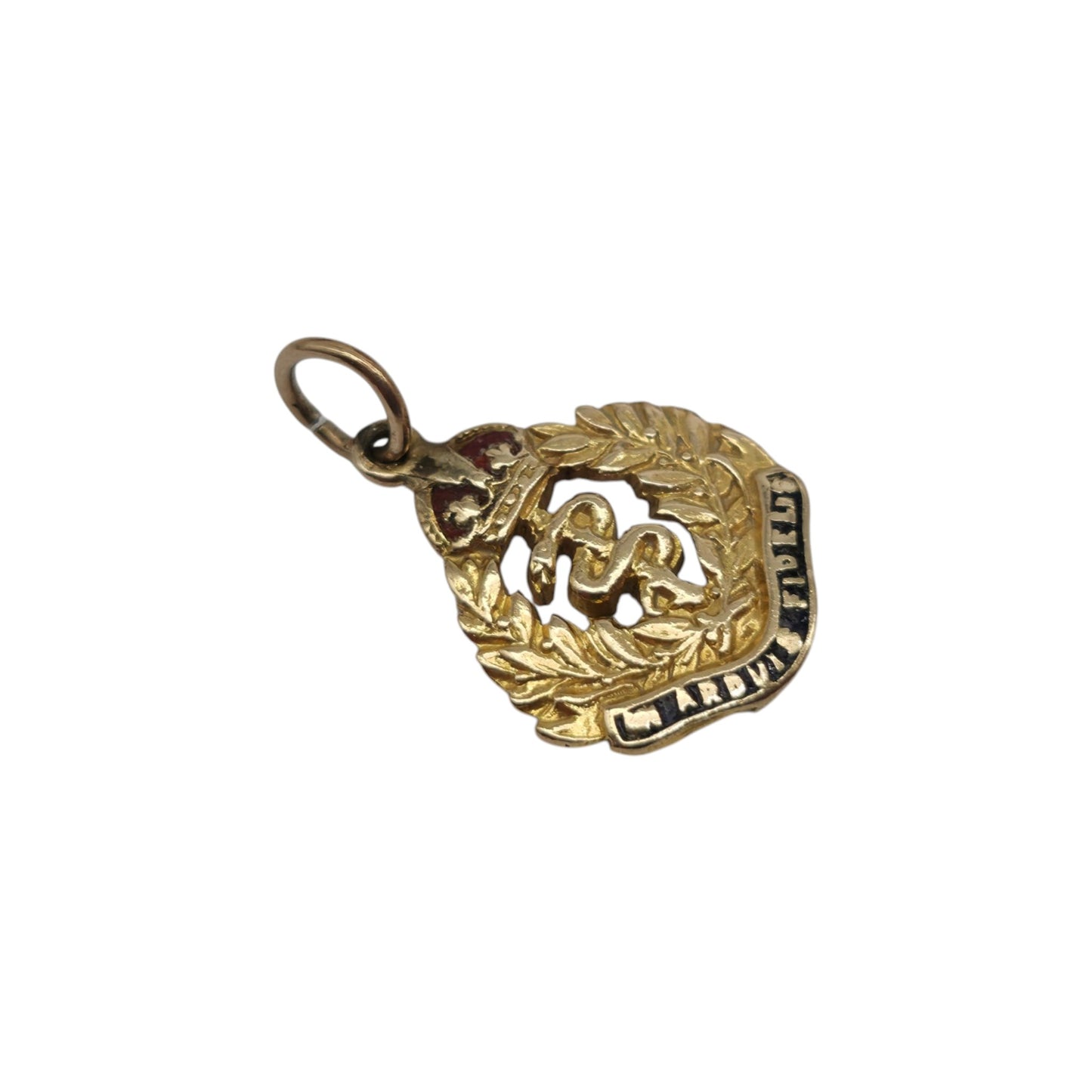 9ct 375 Yellow Gold Royal Army Medical Corps Charm c.1960's L 1.2 cm 0.9 g.