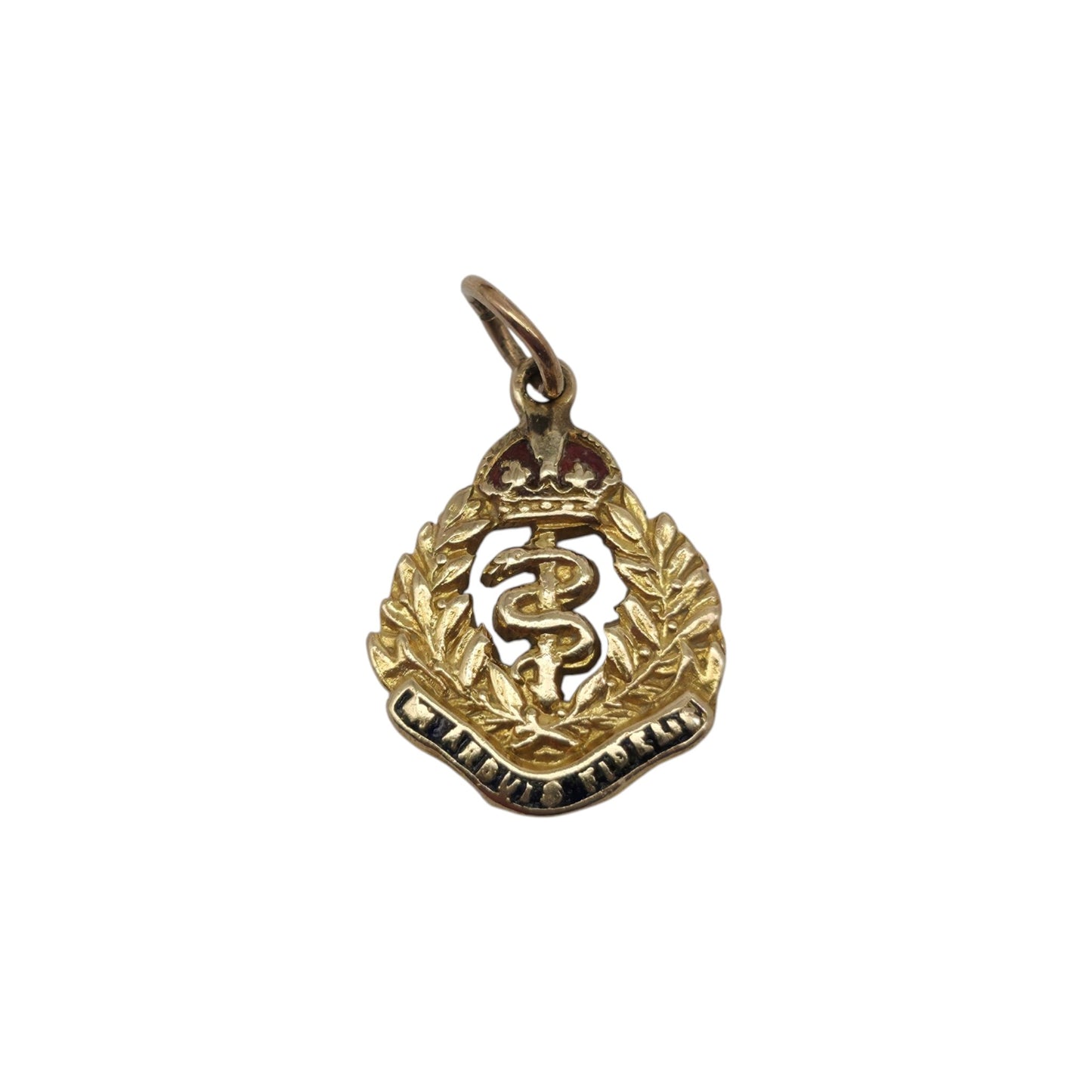 9ct 375 Yellow Gold Royal Army Medical Corps Charm c.1960's L 1.2 cm 0.9 g.