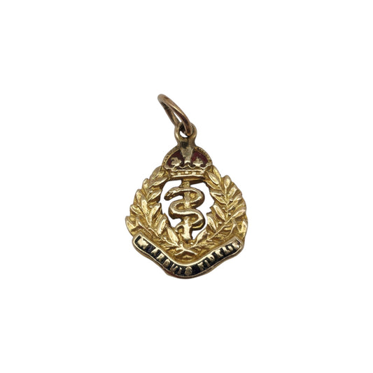 9ct 375 Yellow Gold Royal Army Medical Corps Charm c.1960's L 1.2 cm 0.9 g.