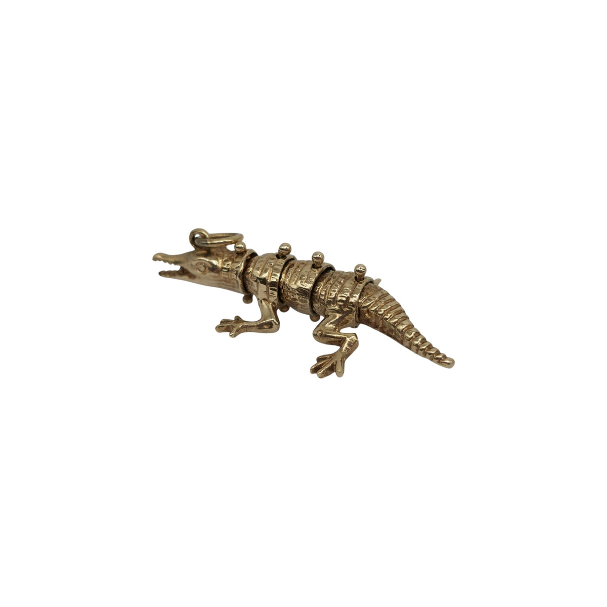 9ct 375 Yellow Gold Articulated Crocodile Charm 1976 L 3.8 cm 5.3 g.