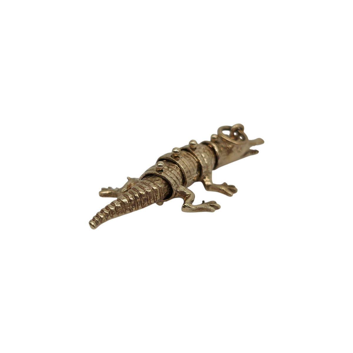 9ct 375 Yellow Gold Articulated Crocodile Charm 1976 L 3.8 cm 5.3 g.
