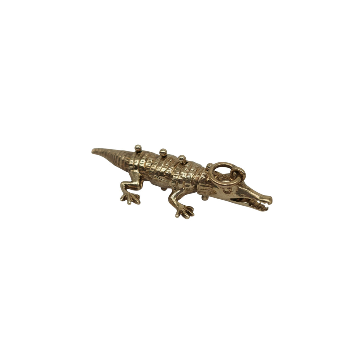 9ct 375 Yellow Gold Articulated Crocodile Charm 1976 L 3.8 cm 5.3 g.