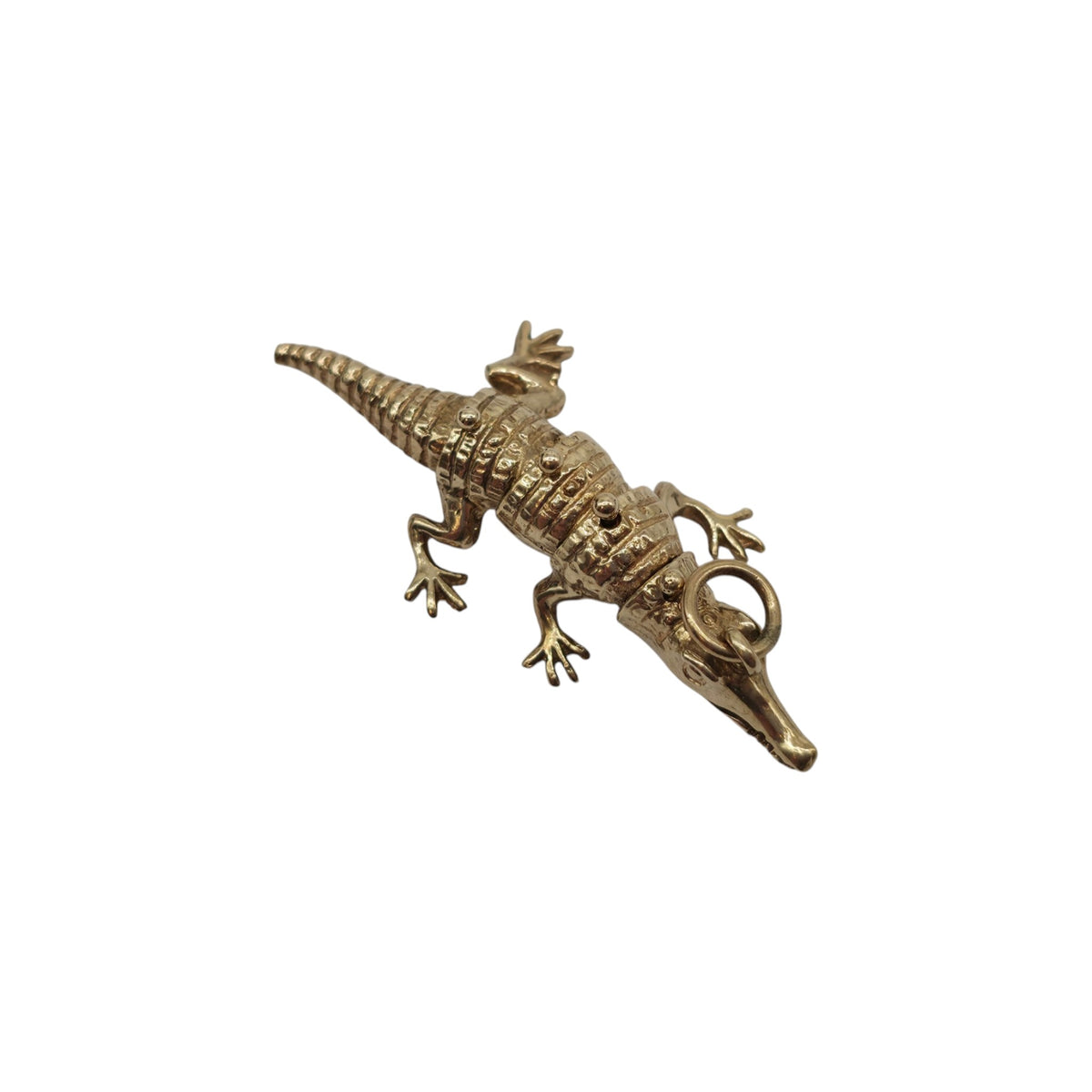 9ct 375 Yellow Gold Articulated Crocodile Charm 1976 L 3.8 cm 5.3 g.