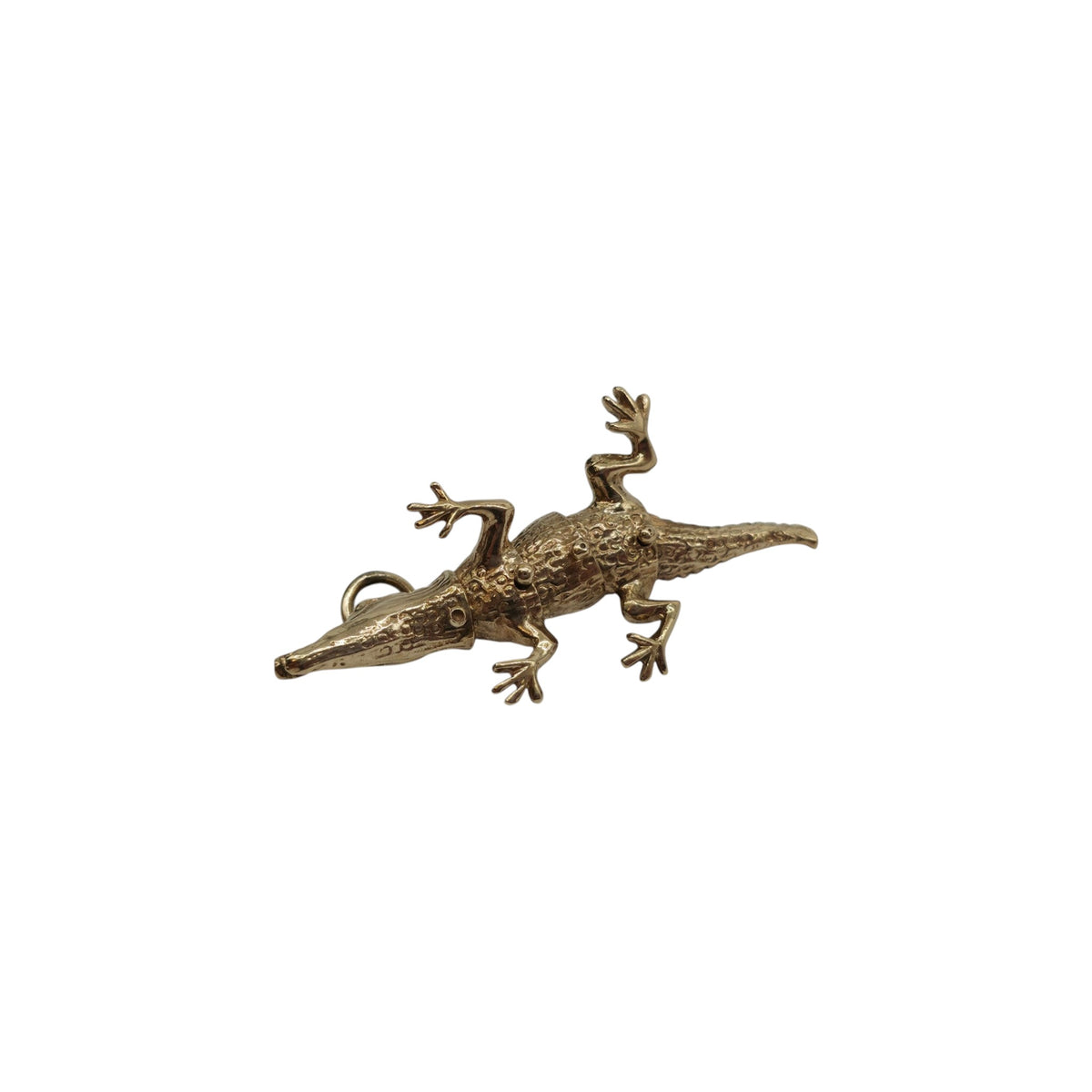 9ct 375 Yellow Gold Articulated Crocodile Charm 1976 L 3.8 cm 5.3 g.