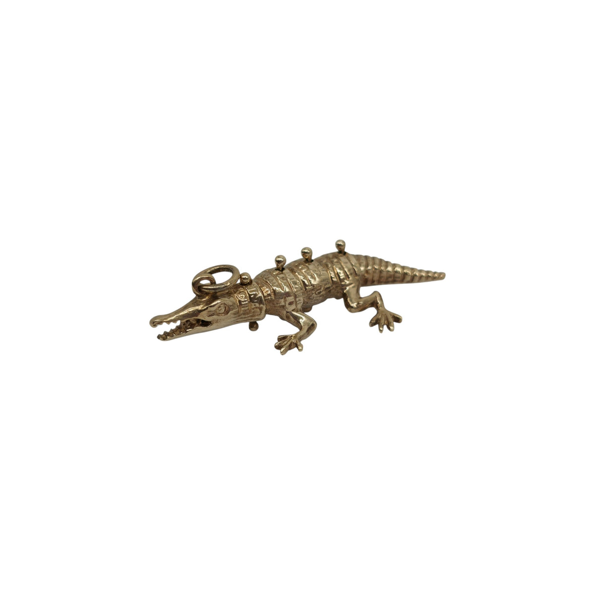 9ct 375 Yellow Gold Articulated Crocodile Charm 1976 L 3.8 cm 5.3 g.