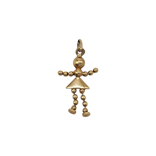 Unoaerre 9ct 375 Yellow Gold Articulated Doll Charm L 2.5 cm 1.9 g.