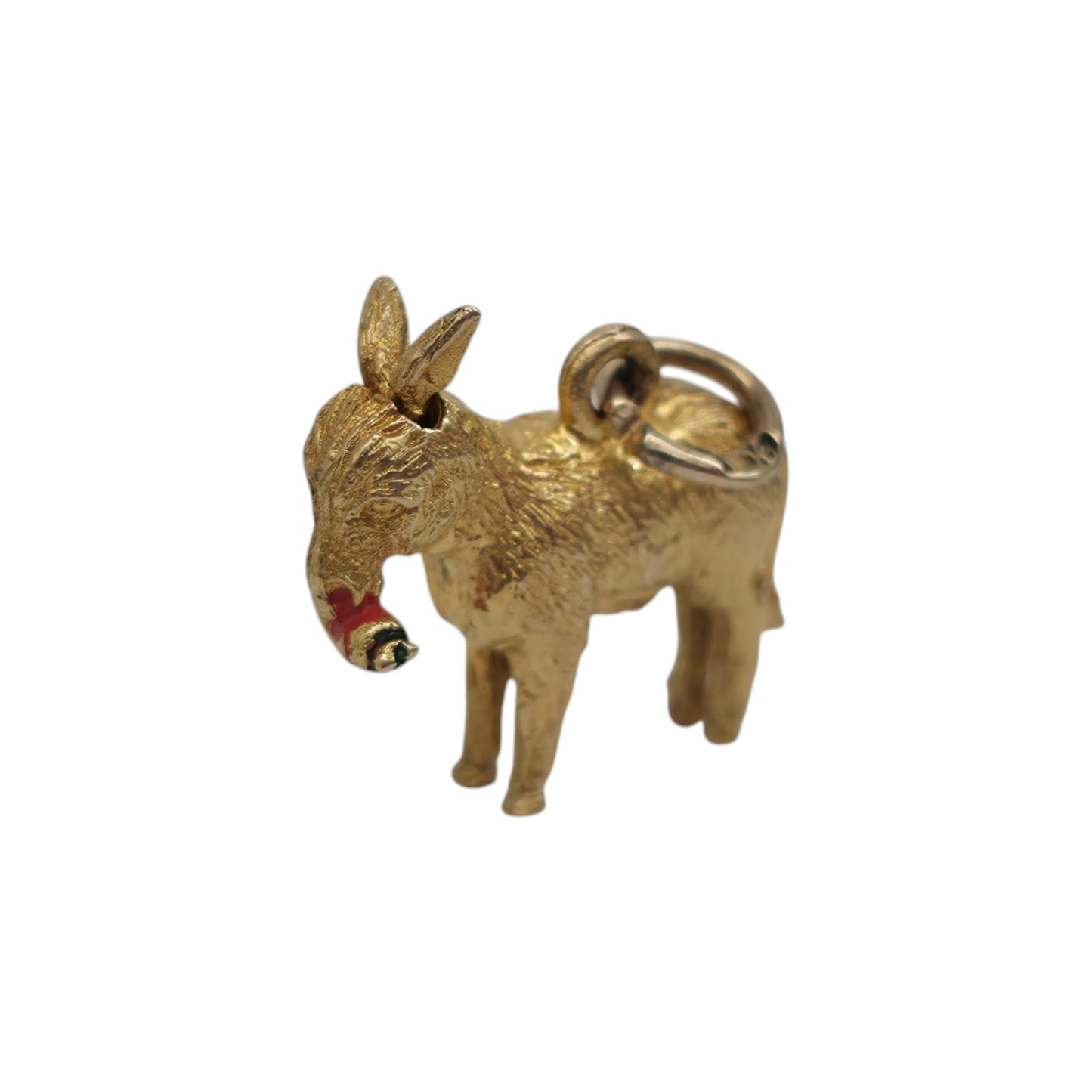 9ct 375 Yellow Gold Articulated Donkey Charm 1954 L 1.5 cm 2.1 g.