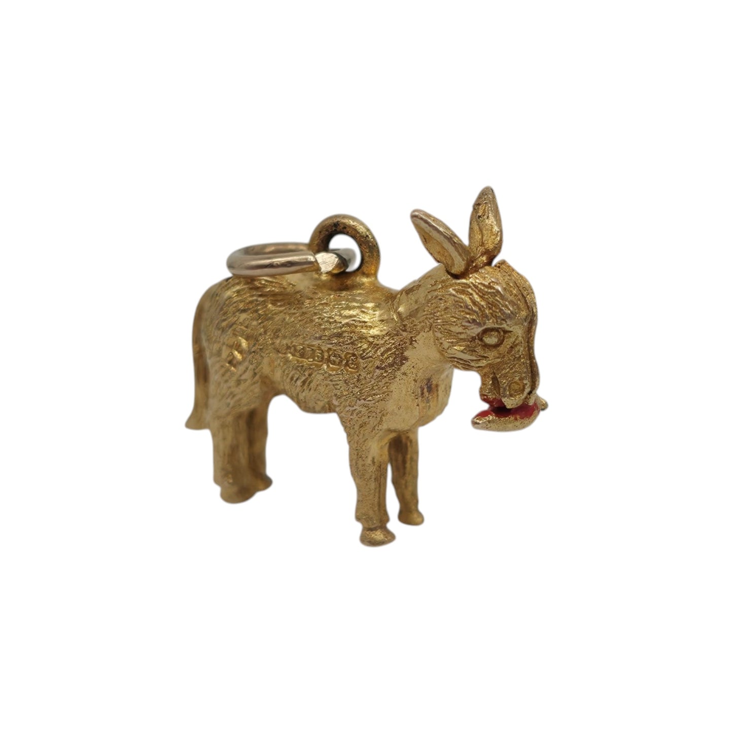 9ct 375 Yellow Gold Articulated Donkey Charm 1954 L 1.5 cm 2.1 g.