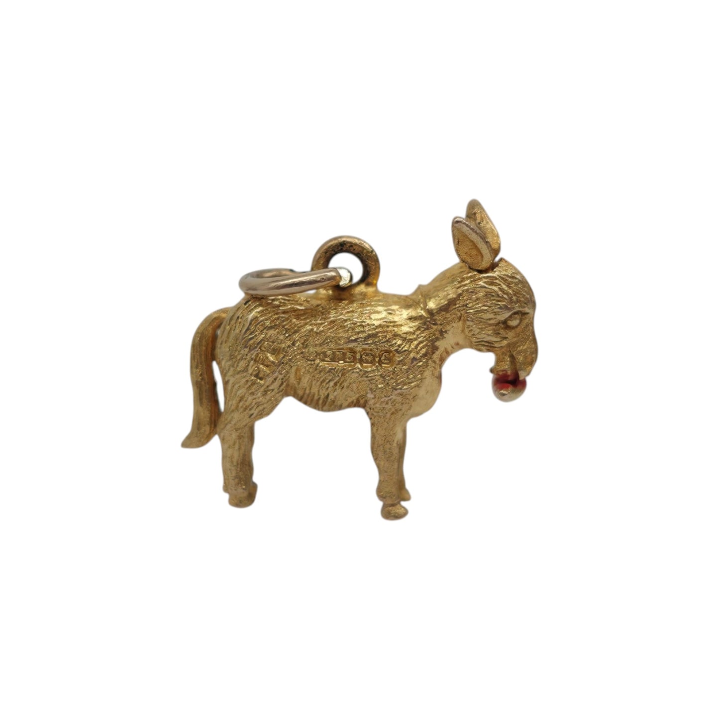9ct 375 Yellow Gold Articulated Donkey Charm 1954 L 1.5 cm 2.1 g.
