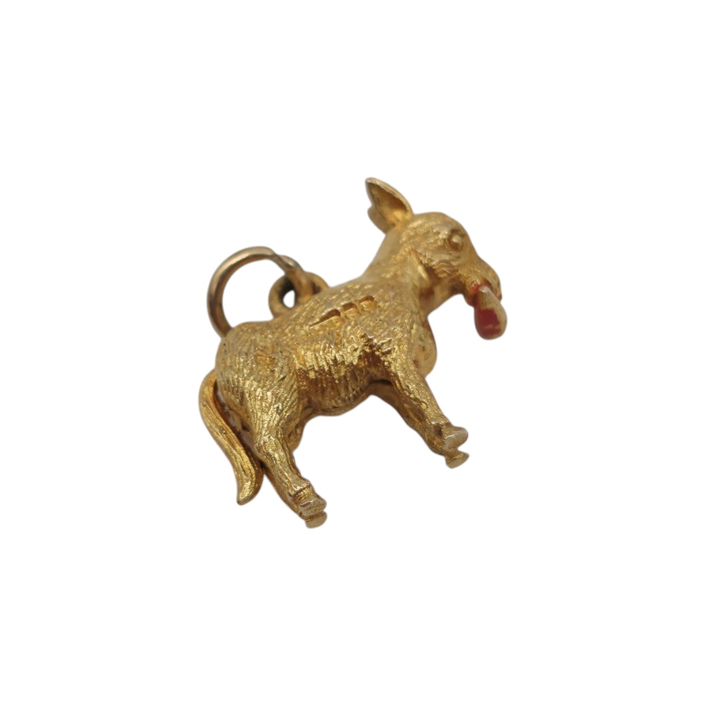 9ct 375 Yellow Gold Articulated Donkey Charm 1954 L 1.5 cm 2.1 g.