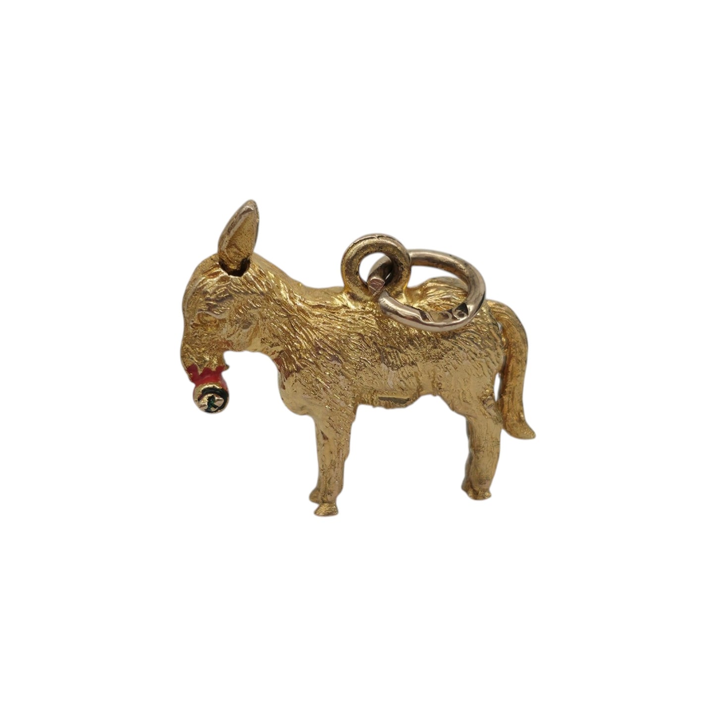 9ct 375 Yellow Gold Articulated Donkey Charm 1954 L 1.5 cm 2.1 g.