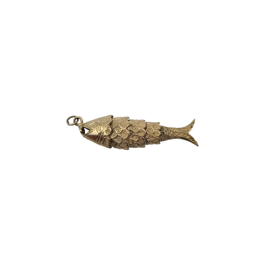 Heavy 9ct 375 Yellow Gold Articulated Fish Charm