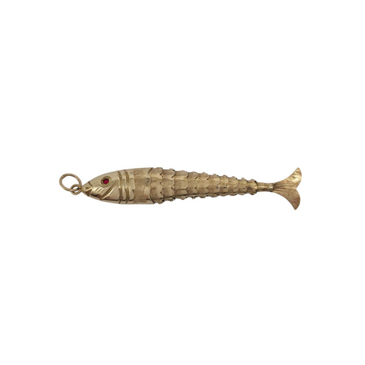 9金 375 イエローゴールド 可動式魚チャーム 1976年 L 6.0 cm 4.2 g