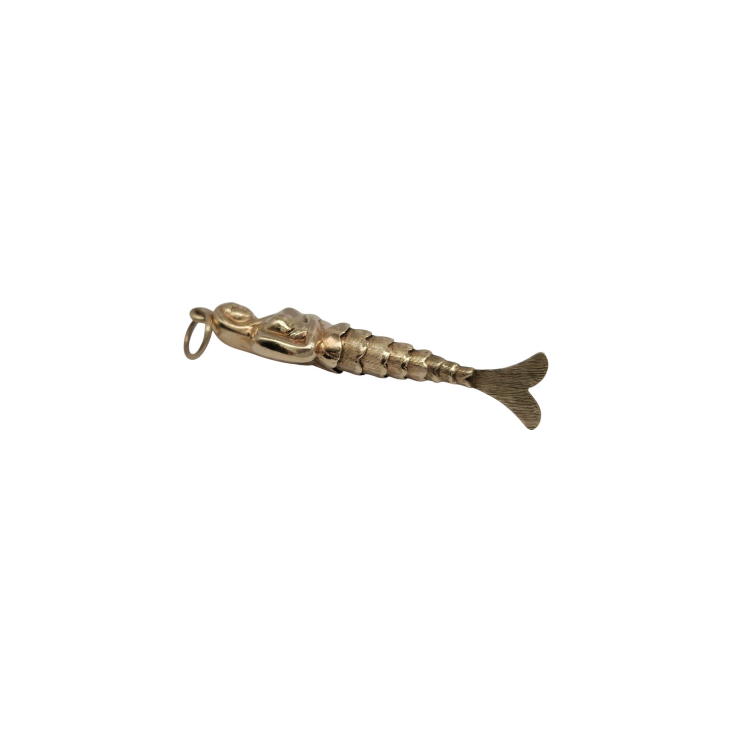 9ct 375 Yellow Gold Articulated Mermaid Charm 1976 L 3.9 cm 1.8 g.