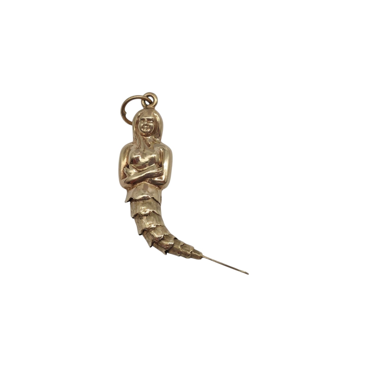 9ct 375 Yellow Gold Articulated Mermaid Charm 1976 L 3.9 cm 1.8 g.