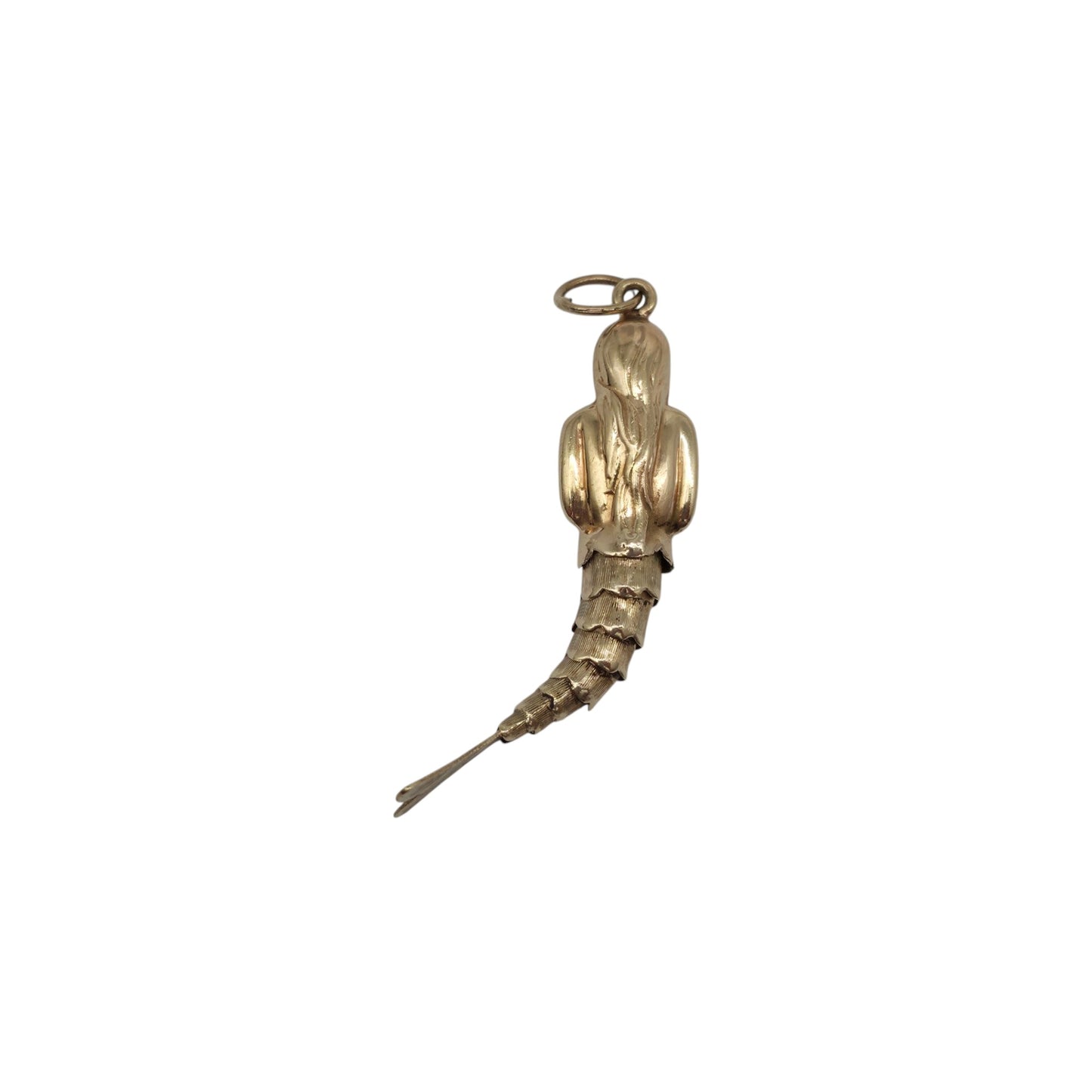 9ct 375 Yellow Gold Articulated Mermaid Charm 1976 L 3.9 cm 1.8 g.