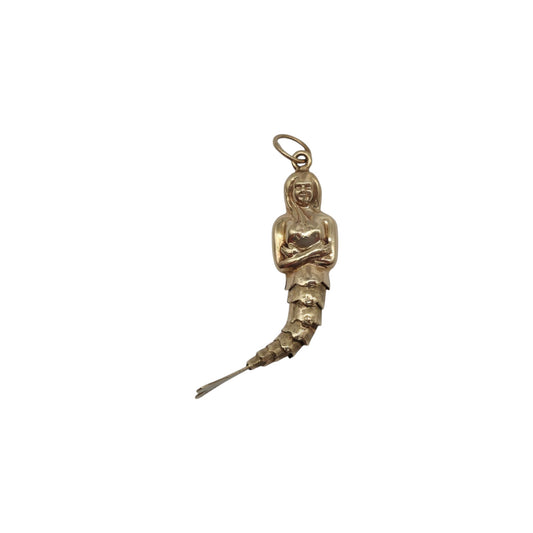 9ct 375 Yellow Gold Articulated Mermaid Charm 1976 L 3.9 cm 1.8 g.