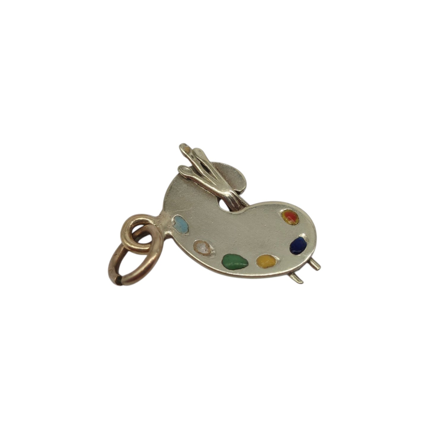9ct 375 White Gold Artist's Palette Charm 1949 L 1.4 cm 0.7 g.
