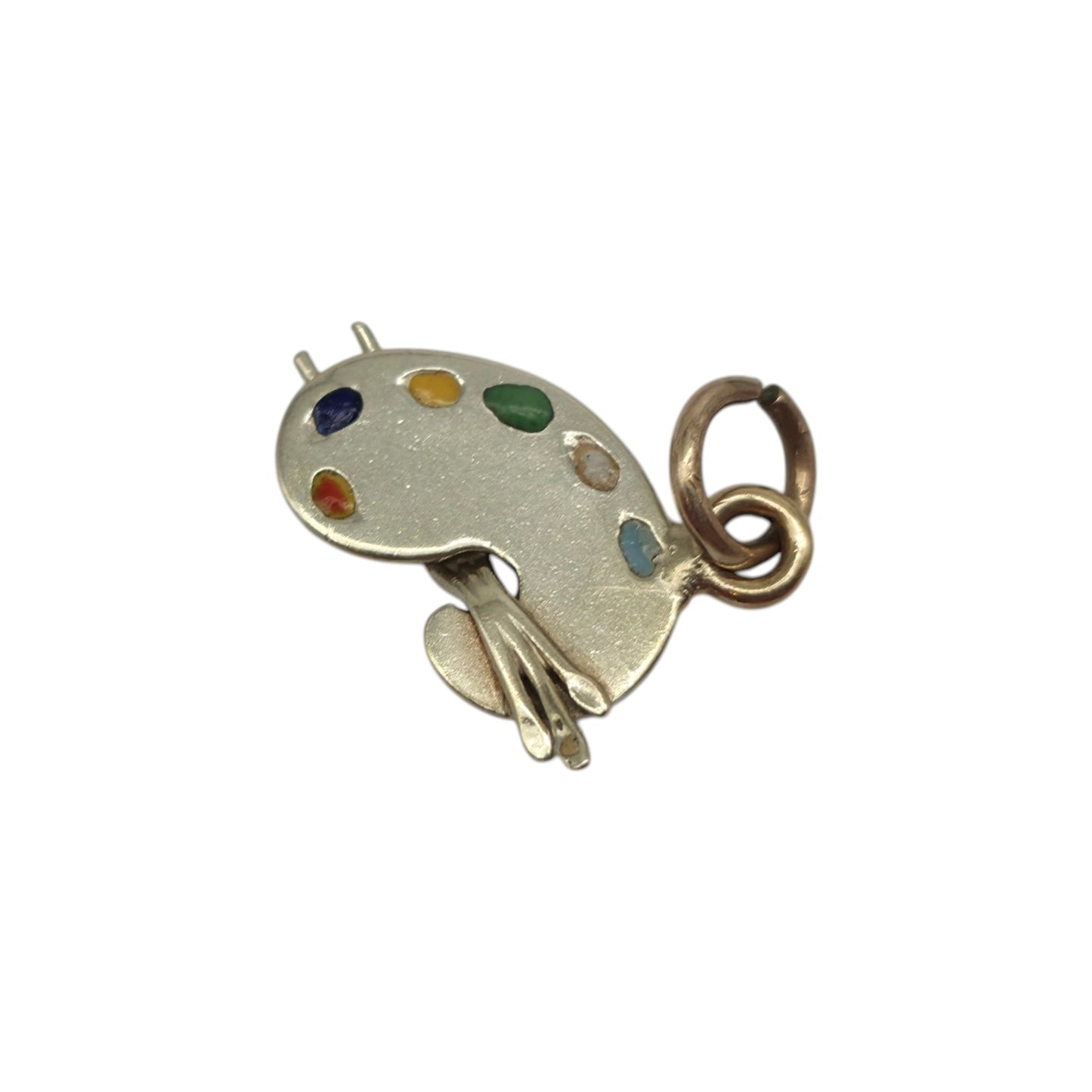 9ct 375 White Gold Artist's Palette Charm 1949 L 1.4 cm 0.7 g.