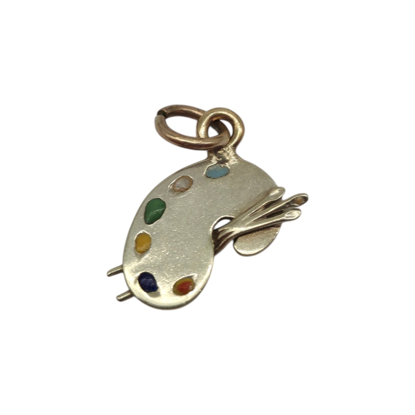 9ct 375 White Gold Artist's Palette Charm 1949 L 1.4 cm 0.7 g.