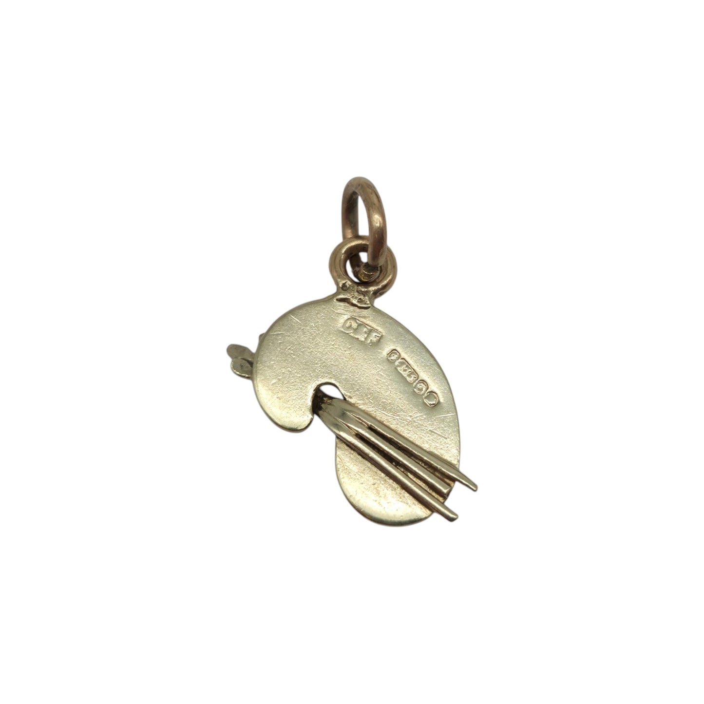 9ct 375 White Gold Artist's Palette Charm 1949 L 1.4 cm 0.7 g.
