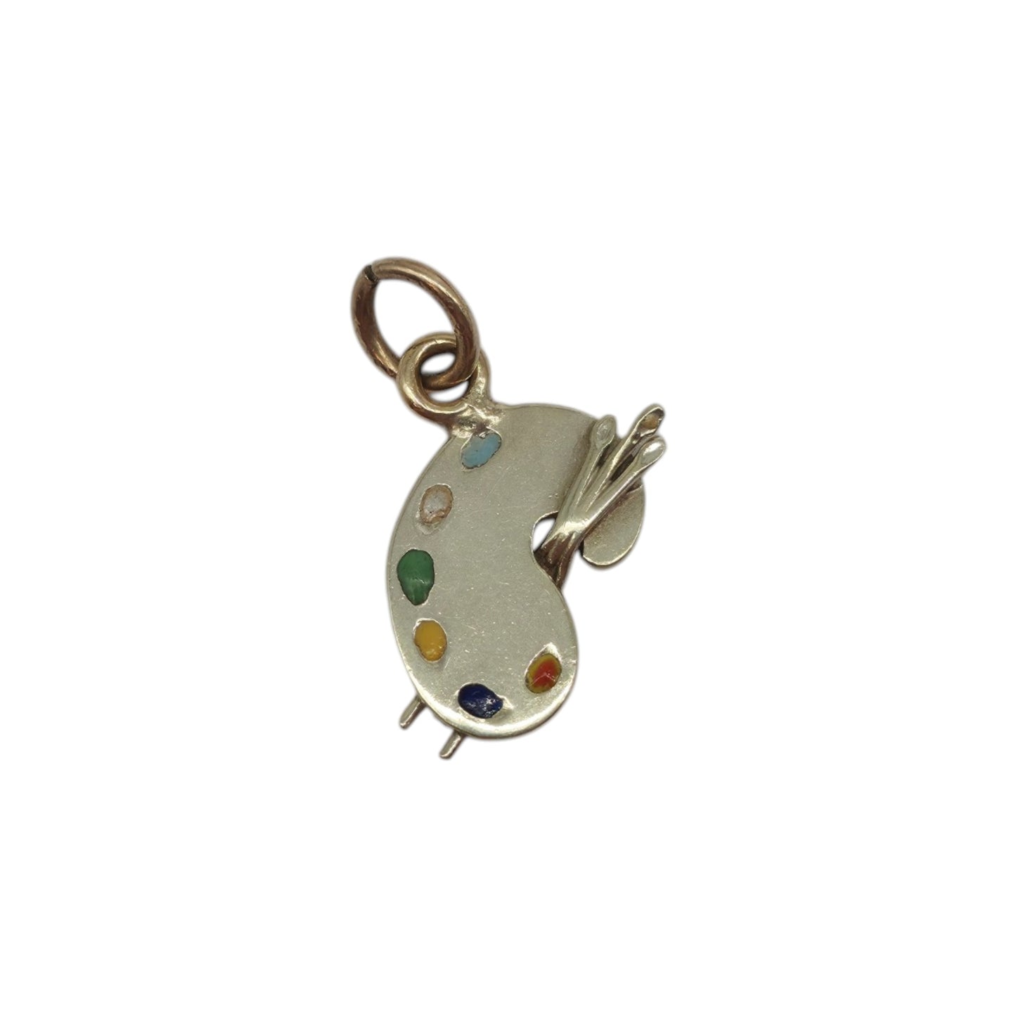 9ct 375 White Gold Artist's Palette Charm 1949 L 1.4 cm 0.7 g.