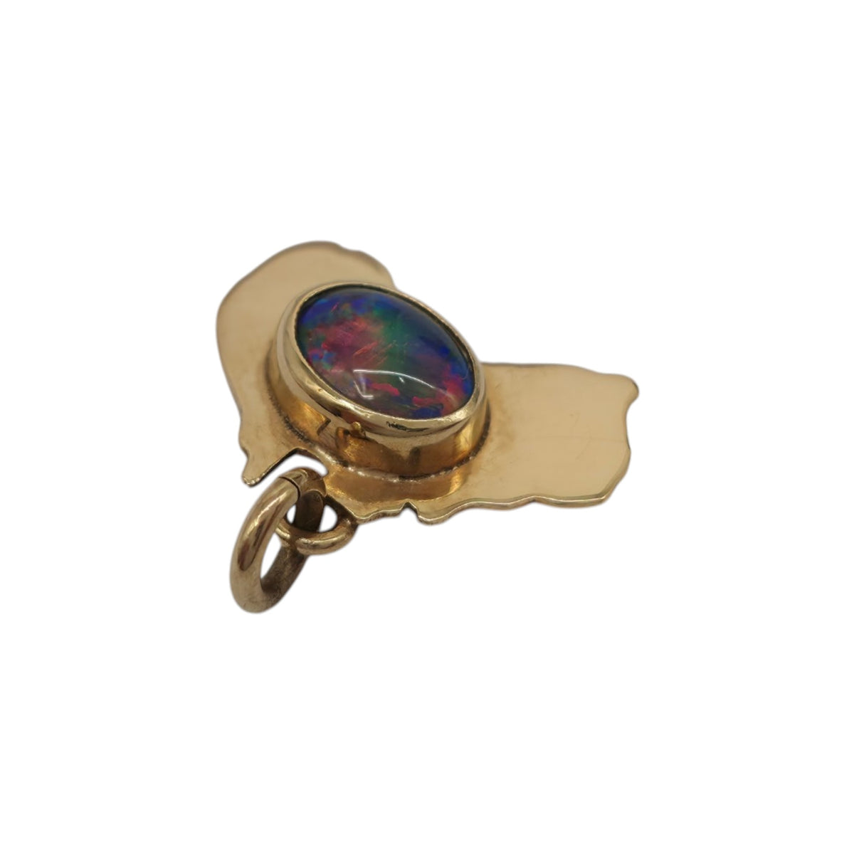 9ct Yellow Gold Australia Map Charm With Opal Triplet L 1.5 cm 0.9 g.
