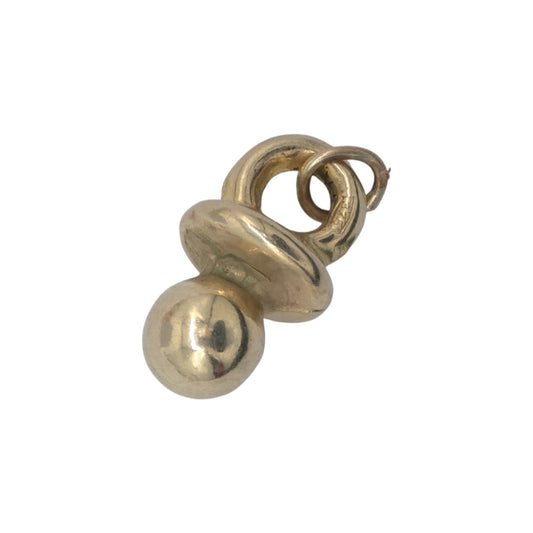 9ct 375 Yellow Gold Baby Dummy Charm L 1.6 cm 0.8 g.