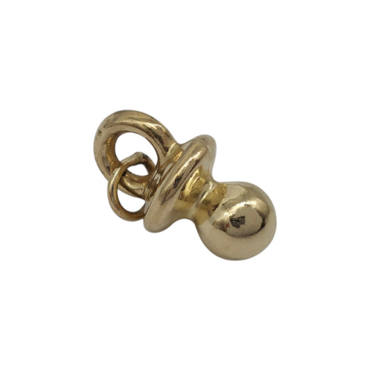 9ct Yellow Gold Baby Dummy Charm L 1.6 cm 0.8 g.