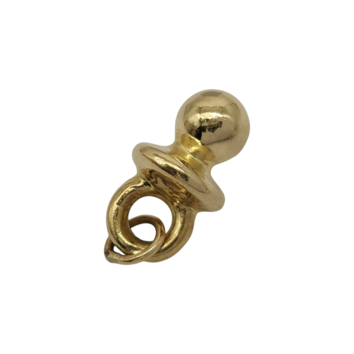 9ct Yellow Gold Baby Dummy Charm L 1.6 cm 0.8 g.