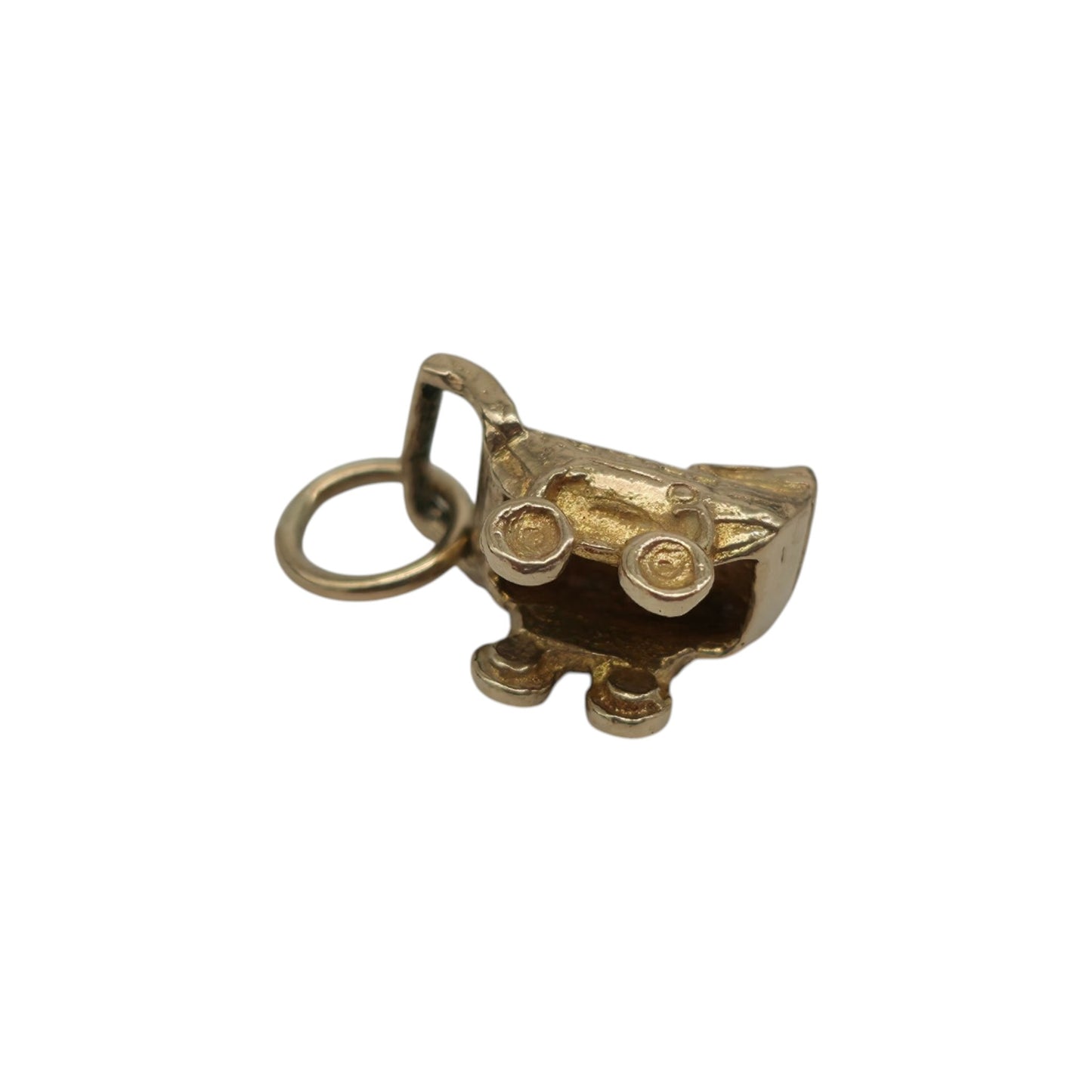 9ct 375 Yellow Gold Baby Pram Charm 1959 L 1.1 cm 1.4 g.
