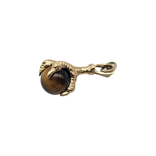 pre-owned 9ct Ball In Claw Charm with rotating Tiger's Eye ball