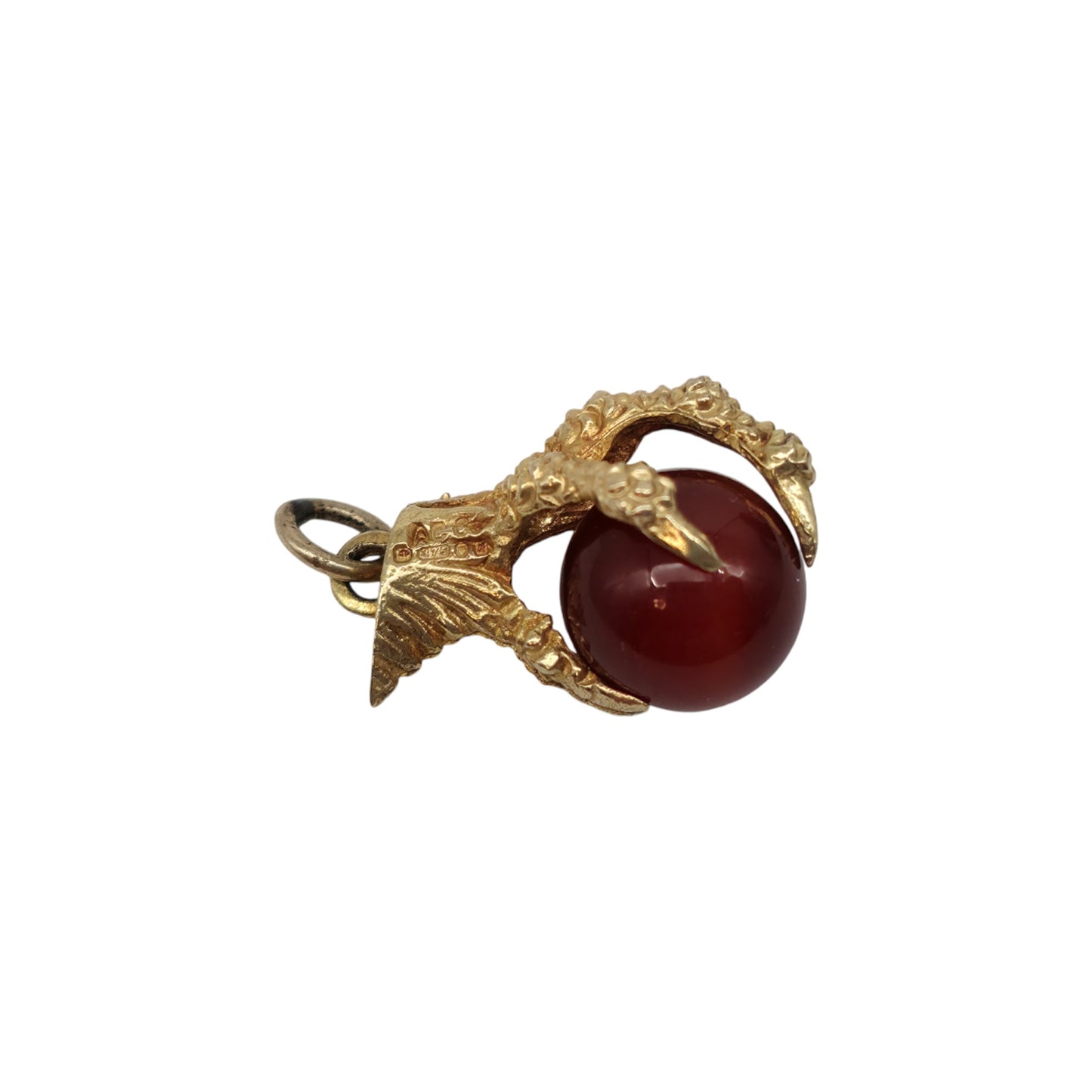 9ct 375 Yellow Gold Ball In Claw Charm 1976 L 1.7 cm 3.8 g.