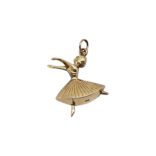 9ct 375 Yellow Gold Ballerina Charm c.1970's L 1.9 cm 1.4 g.