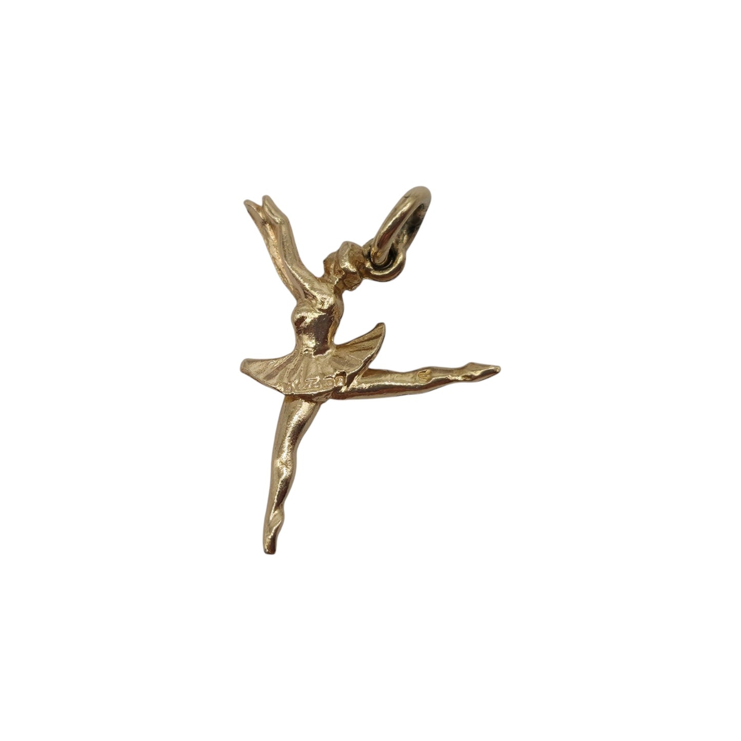 9ct 375 Yellow Gold Ballerina Charm 1964 L 2.0 cm 1.3 g.