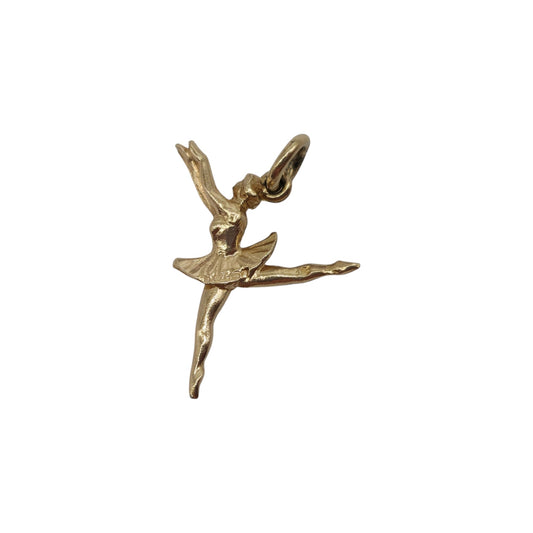 9ct 375 Yellow Gold Ballerina Charm 1964 L 2.0 cm 1.3 g.