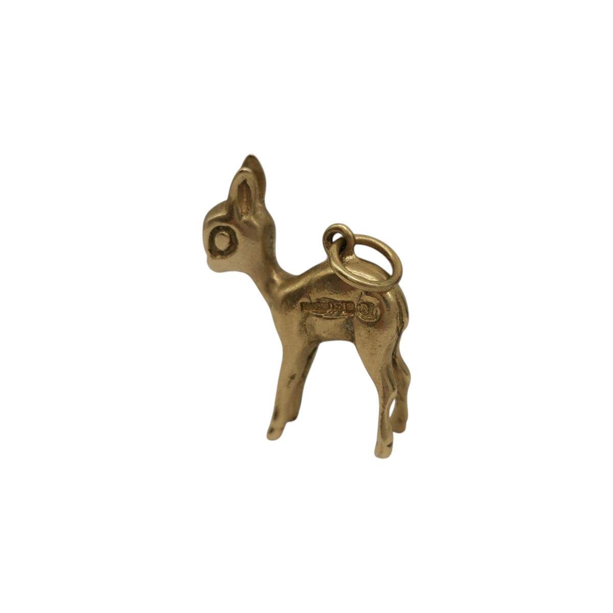 Cast 9ct 375 Yellow Gold Bambi Charm 1963 L 1.9 cm 3.2 g.